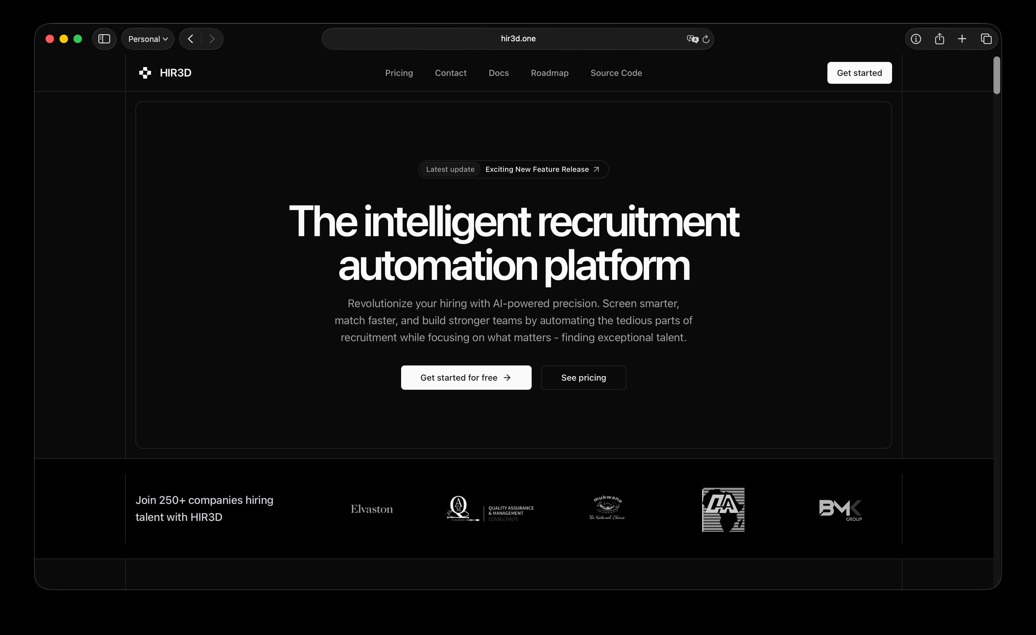Original marketing homepage