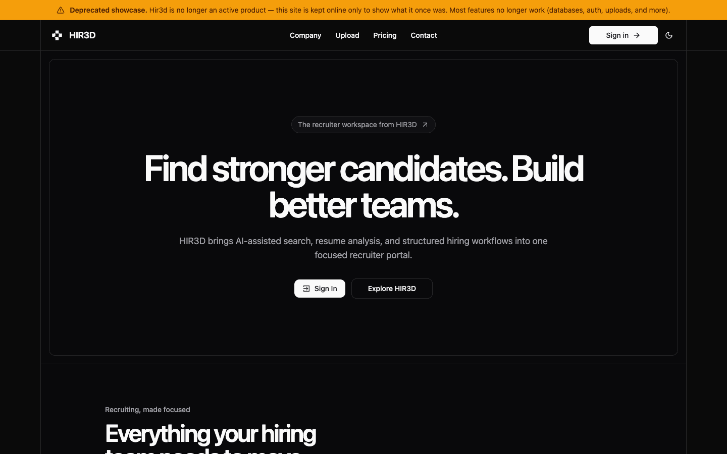 Preview of Recruiter portal