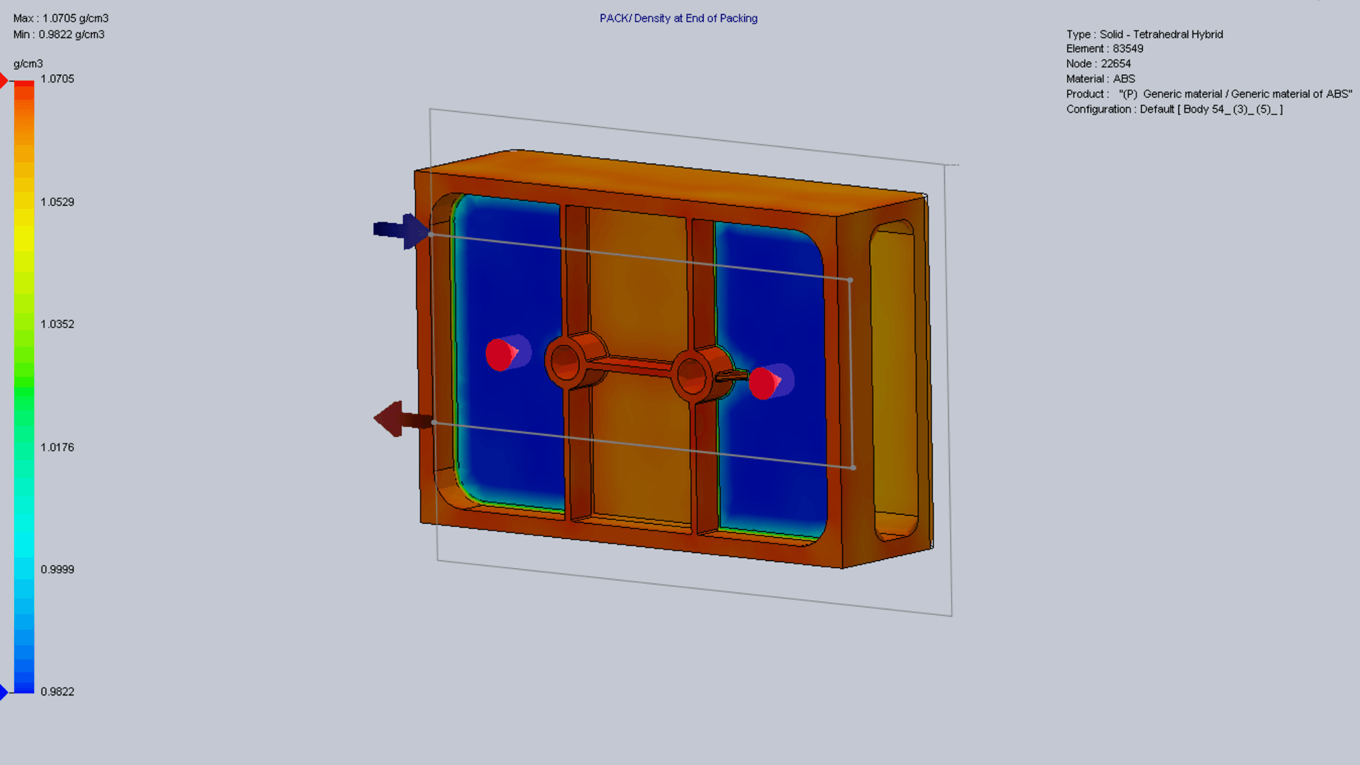 Pack density at end of packing